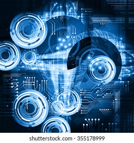 dark blue color Light Abstract Technology background for computer graphic website internet and business. circuit. illustration. digital. infographics. binary code background. eye. Global