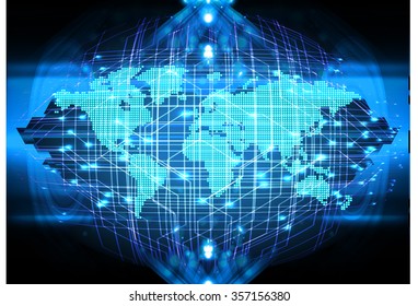 dark blue color Light Abstract Technology background for computer graphic website internet and business.circuit.illustration.digital.infographics.binary code. www.vector.motion move blur. World map