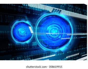Dark blue color Light Abstract Technology background for computer graphic website internet and business. circuit. vector illustration. infographics. motion move blur.neon. pixel. eye. scan virus