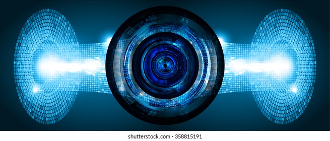 Dark blue color Light Abstract Technology background for computer graphic website internet and business. circuit. vector illustration. infographics. motion move blur.neon. pixel. eye. scan virus