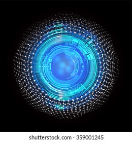 Dark blue color Light Abstract Technology background for computer graphic website internet and business. circuit. vector illustration. infographics. motion move blur.neon. pixel. eye. scan virus