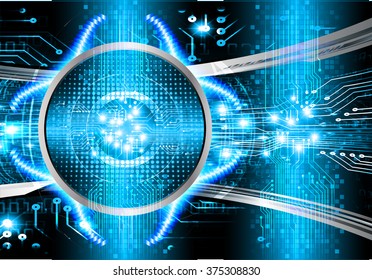 Dark blue color Light Abstract Technology background for computer graphic website internet and business. circuit. vector illustration. infographics. motion move blur.neon. pixel. eye scan virus