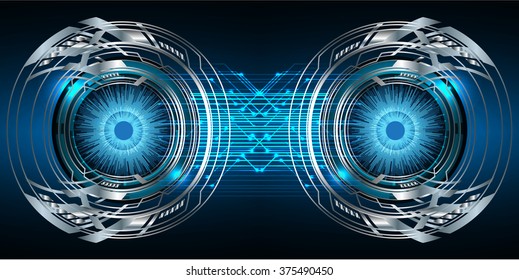 Dark blue color Light Abstract Technology background for computer graphic website internet and business. circuit. vector illustration. infographics. motion move blur.neon. pixel. eye scan virus