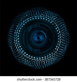 dark blue color Light Abstract Technology background for computer graphic website internet business.circuit.illustration.digital.infographics.binary code. www.vector.motion move blur eye scan