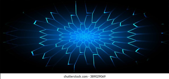 Dark blue color Light Abstract pixels Technology background for computer graphic website internet. circuit board. Hexagonal mesh