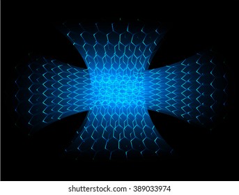 Dark blue color Light Abstract pixels Technology background for computer graphic website internet. circuit board. Hexagonal mesh