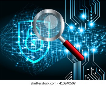 dark blue color Light Abstract Technology background for computer graphic website internet. circuit. illustration. infographics. motion move. lock, key, Padlock. Magnifying Glass, Magnifier