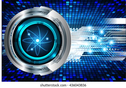 Dark blue color Light Abstract Technology background for computer graphic website internet.circuit. illustration.Nuclear,proton,neutron,nucleus. atom molecular. atom sign. Spark 