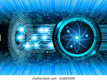 Dark blue color Light Abstract Technology background.circuit. illustration.Nuclear,proton,neutron,nucleus. atom molecular. Spark