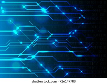 dark blue color Light abstract circuit technology background ,abstract technology concept background, vector illustration.