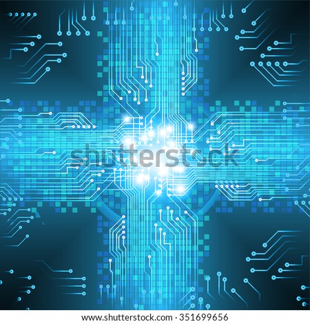 Dark blue color Light Abstract Technology background for computer graphic website internet and business. circuit. vector illustration. infographics. motion move blur.neon. pixel.