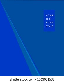 Dark blue color toned, 3d striped lines minimal concept abstract background. Vertical A4 page size brochure & flyer template, layout.