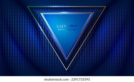dark blue color triangle shape modern luxury backdrop design element and glittering light lines,technology and energy concept digital geometric background,use for cover design and business card.