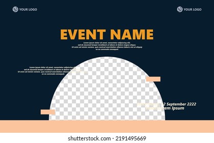 Dark blue colored abstract background for event with half circle image space. Suitable for event, meeting, conference, and exhibition.