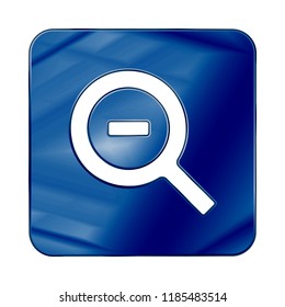 Dark Blue Colored Metal Chrome web icon zoom out. Vector illustration. Interface, multimedia icon.