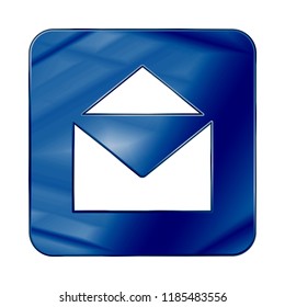 Dark Blue Colored Metal Chrome web icon message. Vector illustration. Interface, multimedia icon.