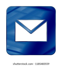 Dark Blue Colored Metal Chrome web icon message. Vector illustration. Interface, multimedia icon.