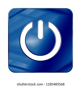 Dark Blue Colored Metal Chrome web icon power. Vector illustration. Interface, multimedia icon.