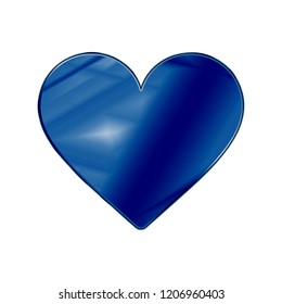 Dark Blue Colored Metal Chrome web icon heart. Vector illustration. Interface, multimedia icon.