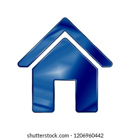 Dark Blue Colored Metal Chrome web icon home. Vector illustration. Interface, multimedia icon.