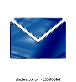Dark Blue Colored Metal Chrome web icon message. Vector illustration. Interface, multimedia icon.