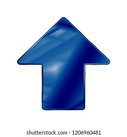 Dark Blue Colored Metal Chrome web icon arrow. Vector illustration. Interface, multimedia icon.