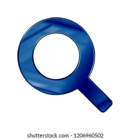 Dark Blue Colored Metal Chrome web icon search. Vector illustration. Interface, multimedia icon.