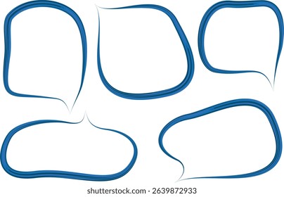 dark blue colorful art line pattern speech bubbles set