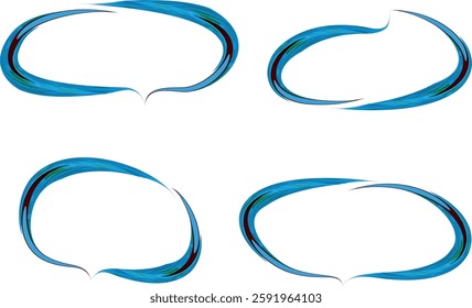 dark blue colorful creative thick speech bubbles set