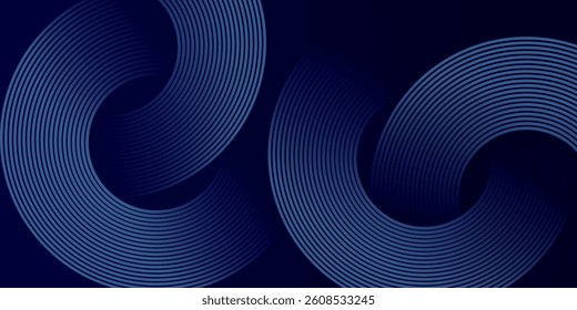 Dark blue colour abstract gradient background with geometric rounded blue colour lines abstract background vector illustration.