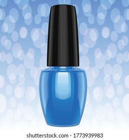 Dark Blue colour Nail Polish And Background Vector