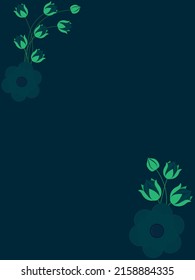 Fondo de color azul oscuro con flores y brotes composiciones vectorial ilustración