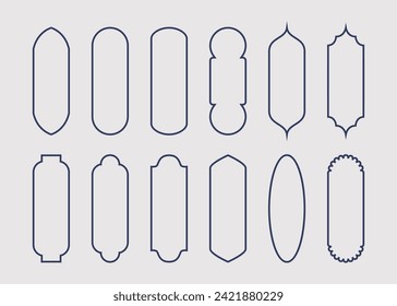 Dark blue common types of blank line architectural modern window frames icons set design elements template on gray background