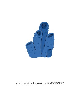 Dark blue coral. Aplysina Fistularis. A tubular sponge, similar to a vertical cylinder. Reef-building coral. Oceanic or marine ecosystem. Undersea world. Decorative element. Vector illustration.