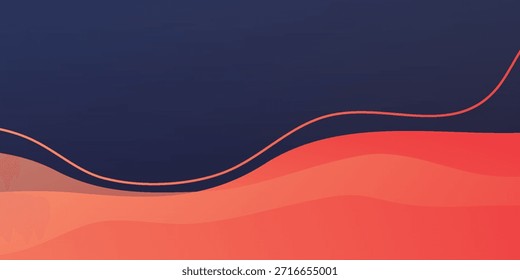 Un fondo degradado de color azul oscuro y coral con líneas onduladas abstractas.