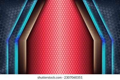 Dark blue corporate abstract material with glowing red glossy lights tech contrast business presentation corporate background graphic banner design