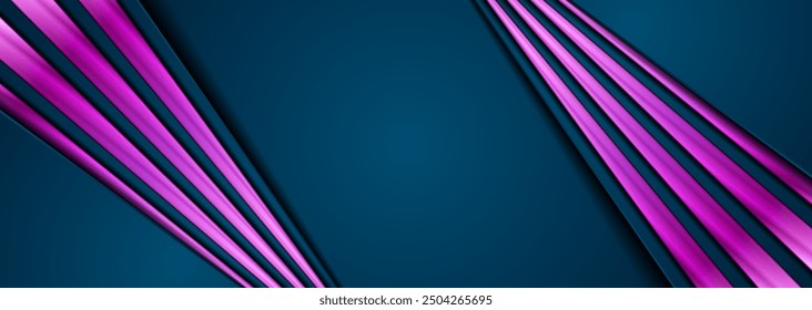 Dark blue corporate business style design with pink stripes abstract background. Vector modern banner design