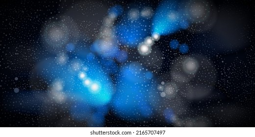 Dark Blue Cosmic Nebulae, Deep Outer Space, Cosmos Concept, Texture, Background - Abstract Illustration in Editable Vector Format