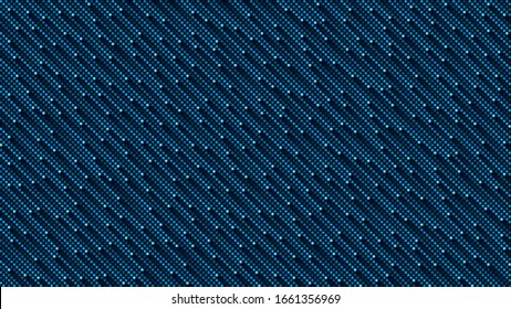 Dark blue cosmic rain halftone dots  HD 16x9 pixeled vector pattern  No transparents  no gradients 