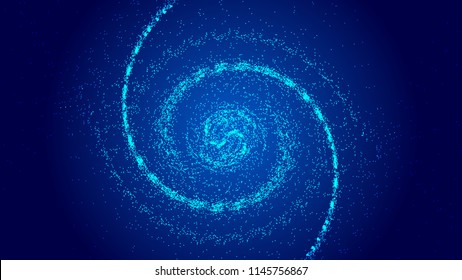 Dark blue cosmic vortex, particle building network technology big data abstract vector background