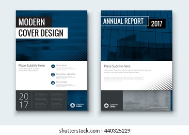 Dark blue cover design for Annual Report, Catalog or Magazine, Book or Brochure, Booklet or flyer.  Corporate business template in A4 size. Flat creative concept in bright colors. Vector Illustration