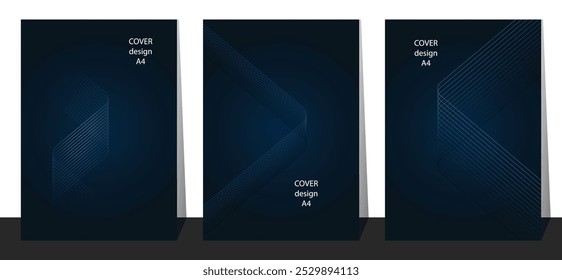 Diseño de cubierta azul oscuro. Cubierta moderna con gradación de línea azul. Fondo abstracto azul, traje para la cubierta, Anuncio, volante, tarjeta de la invitación, perfil de la compañía, Fondo de pantalla, promoción de las redes sociales, etc