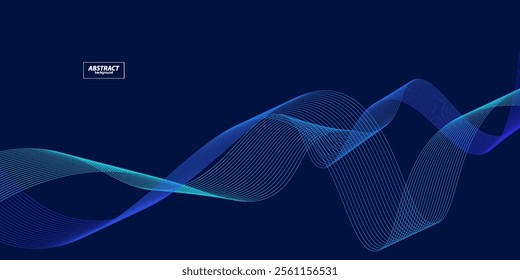 Dark Blue Cover with wavy lines. Abstract sparkling illustration with bright colored lines. Smart design for business advertising. eps10 vector