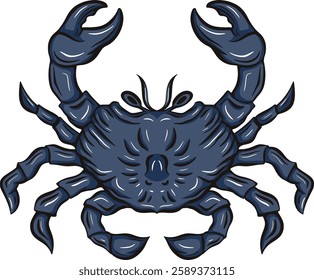 Dark Blue Crab Illustration Representing Strength