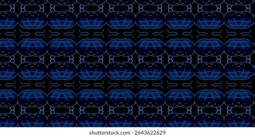 Dark blue crabs with playful faces and rope patterns form a seamless design. Perfect for nautical projects, ocean-themed apparel, and marine decor.