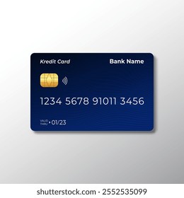 dark blue Credit debit card mockup in flat style decoration.for online payment finance,shopping and cash wildraw concept.vector illustration