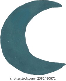 dark blue crescent moon hand drawn watercolour illustration