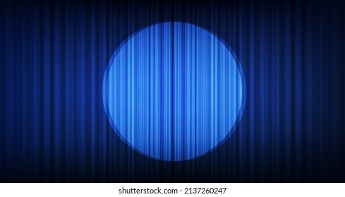 Dark Blue Curtain With Light Stage Background,modern Style,vector.