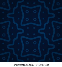 Dark blue decorative seamless pattern in liner style. Plain tessellated repeatable backdrop. Vector background. Contemporary decor.