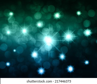 dark blue Defocused Light, Flickering Lights, Vector abstract festive background with bokeh defocused lights. Universe, galaxies, stars.